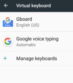 Gboard κάτω από ρυθμίσεις εικονικού πληκτρολογίου