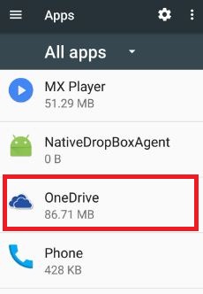 Ανοίξτε την εφαρμογή onedrive σε Android