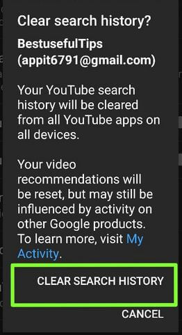 Μόνιμη διαγραφή ιστορικού αναζήτησης YouTube για Android