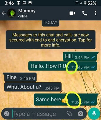 Αστέρι ένα μήνυμα στο WhatsApp Android