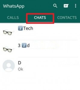 Πατήστε στην καρτέλα συνομιλιών στο WhatsApp Android